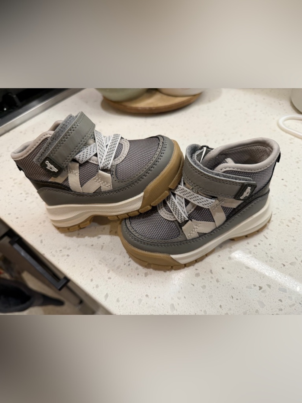 OshKosh B'gosh Gray and Tan Kids Hiking Sneakers